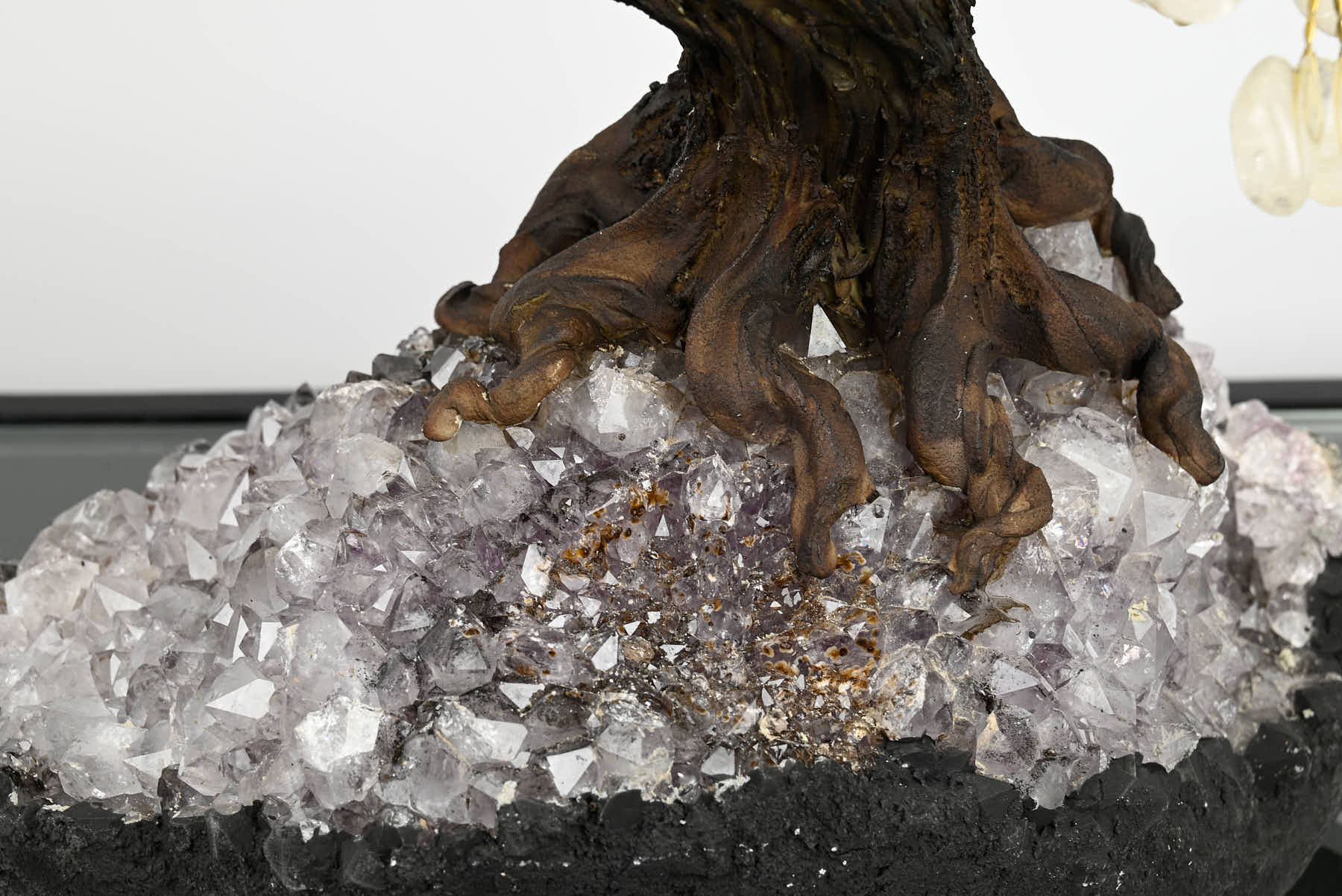 Handmade 60cm Tall Gemstone Tree with Amethyst base and 540 Clear Quartz gems - #TRCLEA-56001