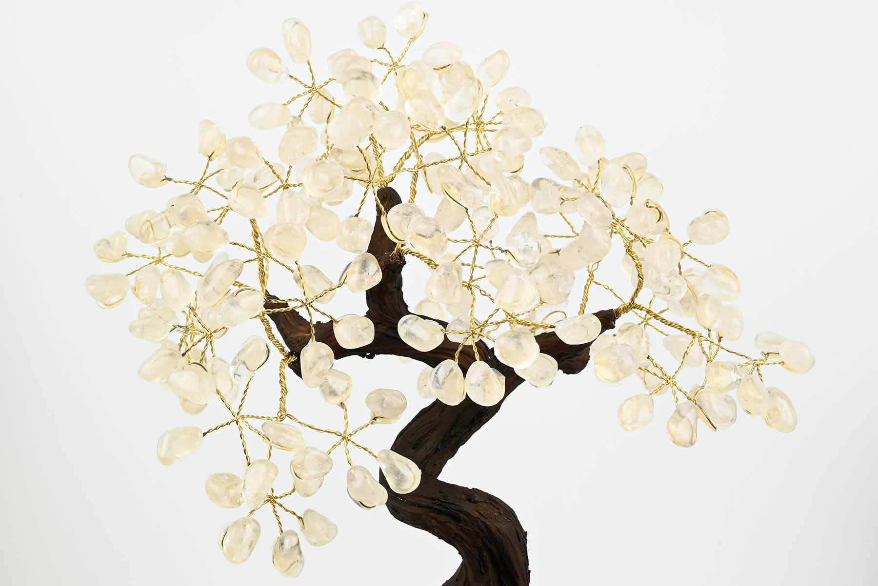 Handmade 39cm Tall Gemstone Tree with Amethyst base and 180 Clear Quartz gems - #TRCLEA-36003