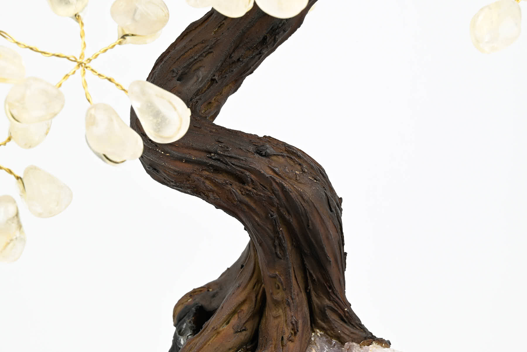 Handmade 39cm Tall Gemstone Tree with Amethyst base and 180 Clear Quartz gems - #TRCLEA-36003