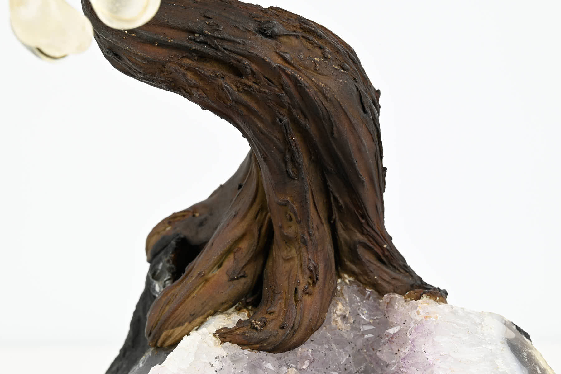 Handmade 39cm Tall Gemstone Tree with Amethyst base and 180 Clear Quartz gems - #TRCLEA-36003