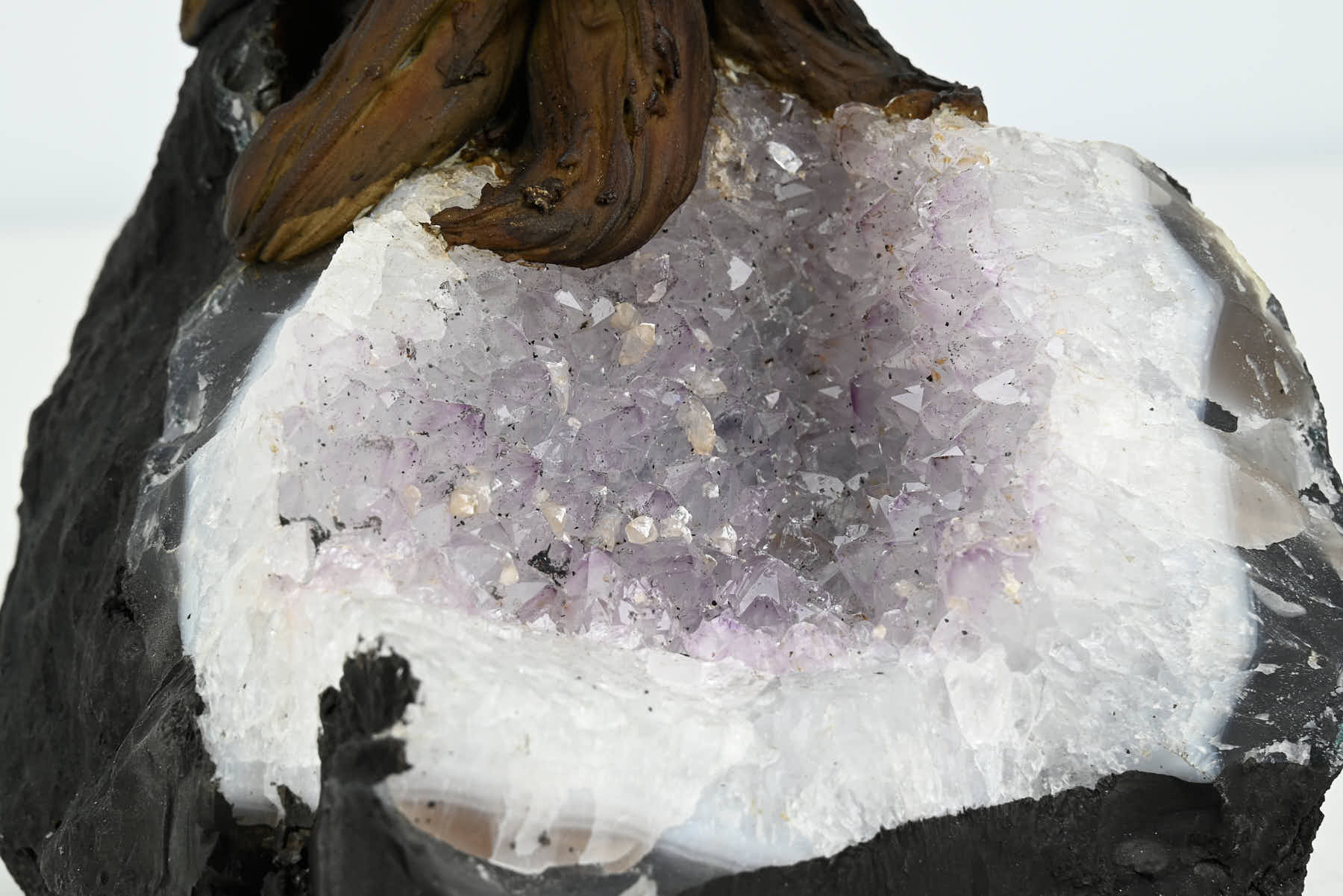 Handmade 39cm Tall Gemstone Tree with Amethyst base and 180 Clear Quartz gems - #TRCLEA-36003
