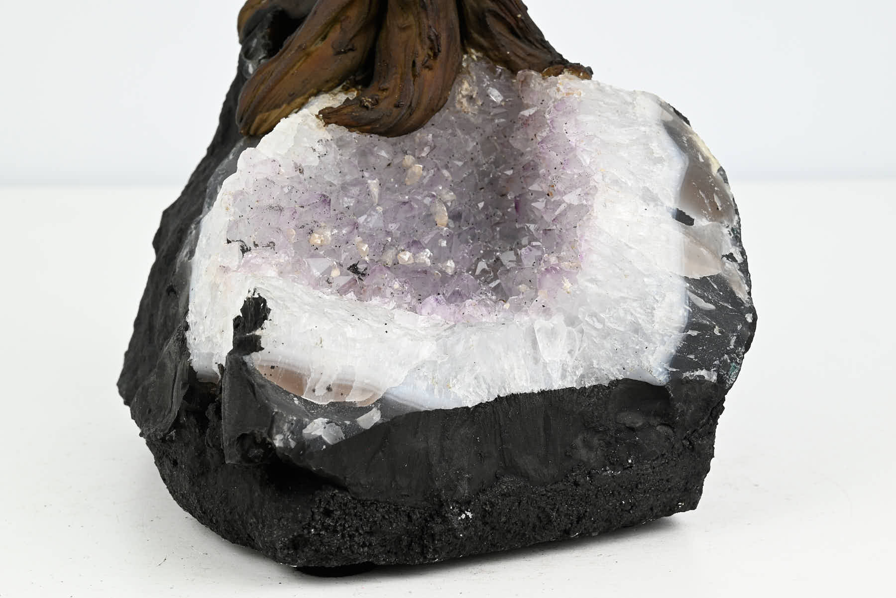 Handmade 39cm Tall Gemstone Tree with Amethyst base and 180 Clear Quartz gems - #TRCLEA-36003