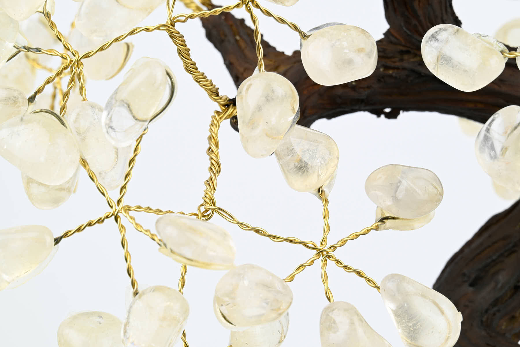 Handmade 39cm Tall Gemstone Tree with Amethyst base and 180 Clear Quartz gems - #TRCLEA-36003