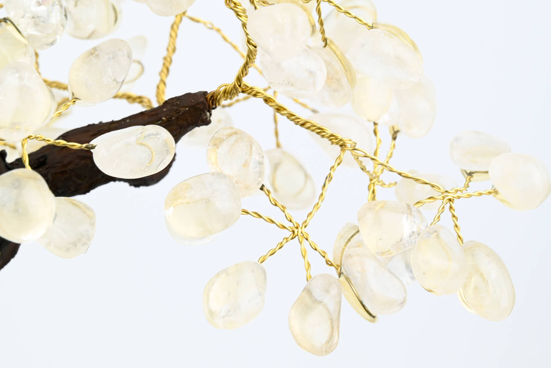 Handmade 39cm Tall Gemstone Tree with Amethyst base and 180 Clear Quartz gems - #TRCLEA-36003
