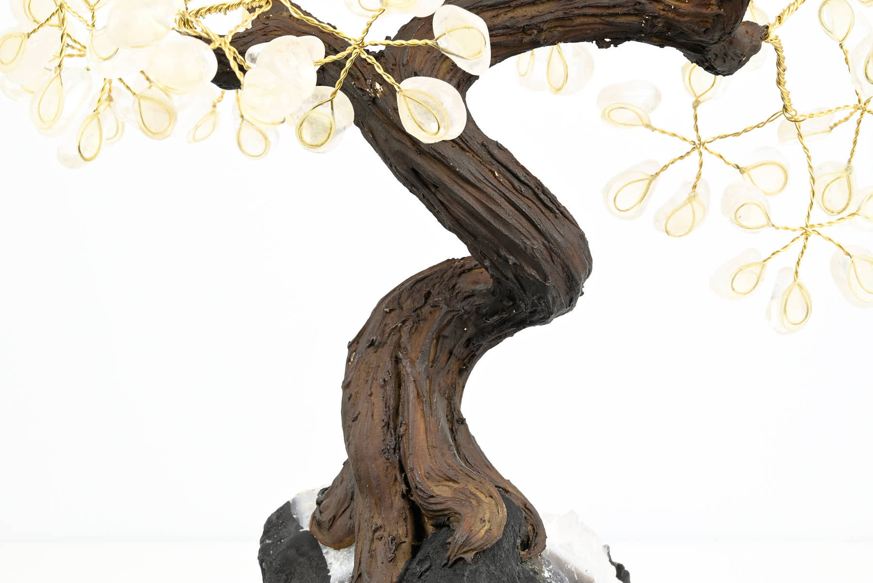 Handmade 39cm Tall Gemstone Tree with Amethyst base and 180 Clear Quartz gems - #TRCLEA-36003