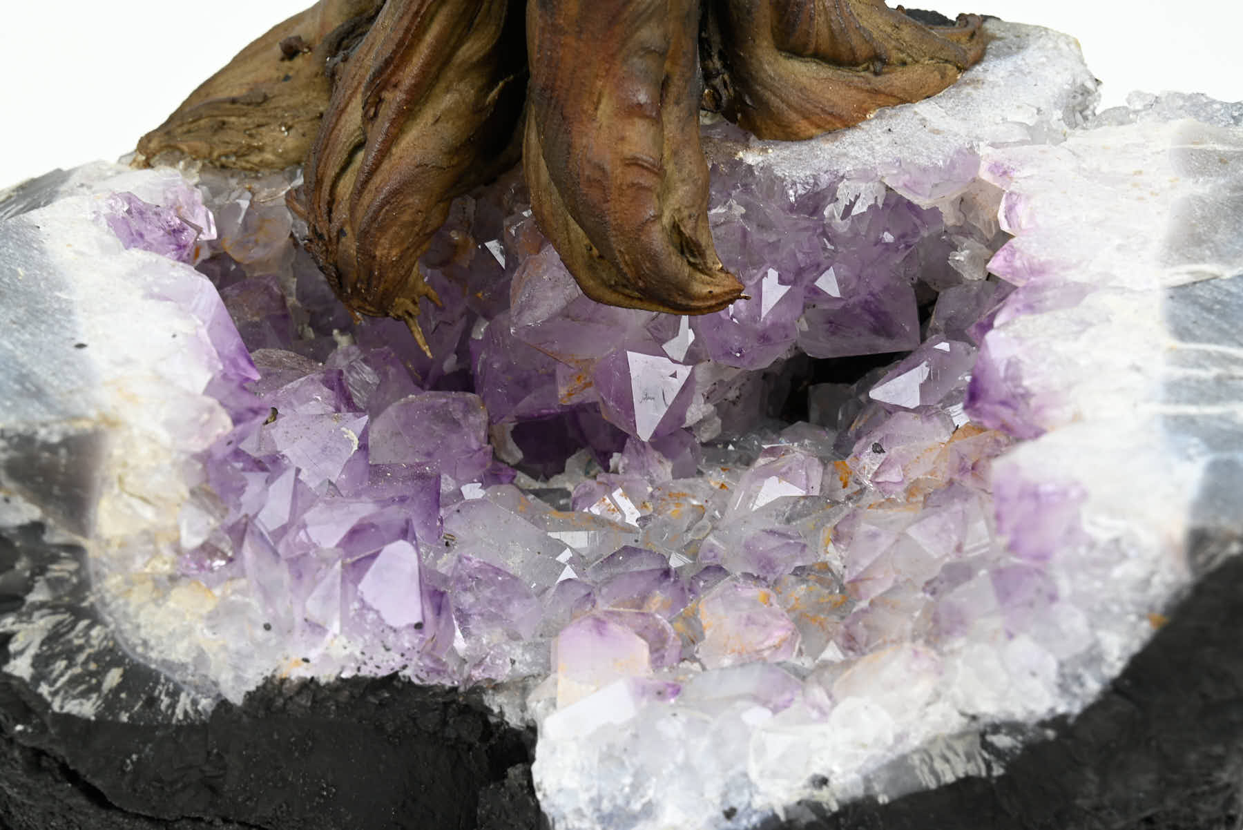 Handmade 38cm Tall Gemstone Tree with Amethyst base and 180 Clear Quartz gems - #TRCLEA-36001