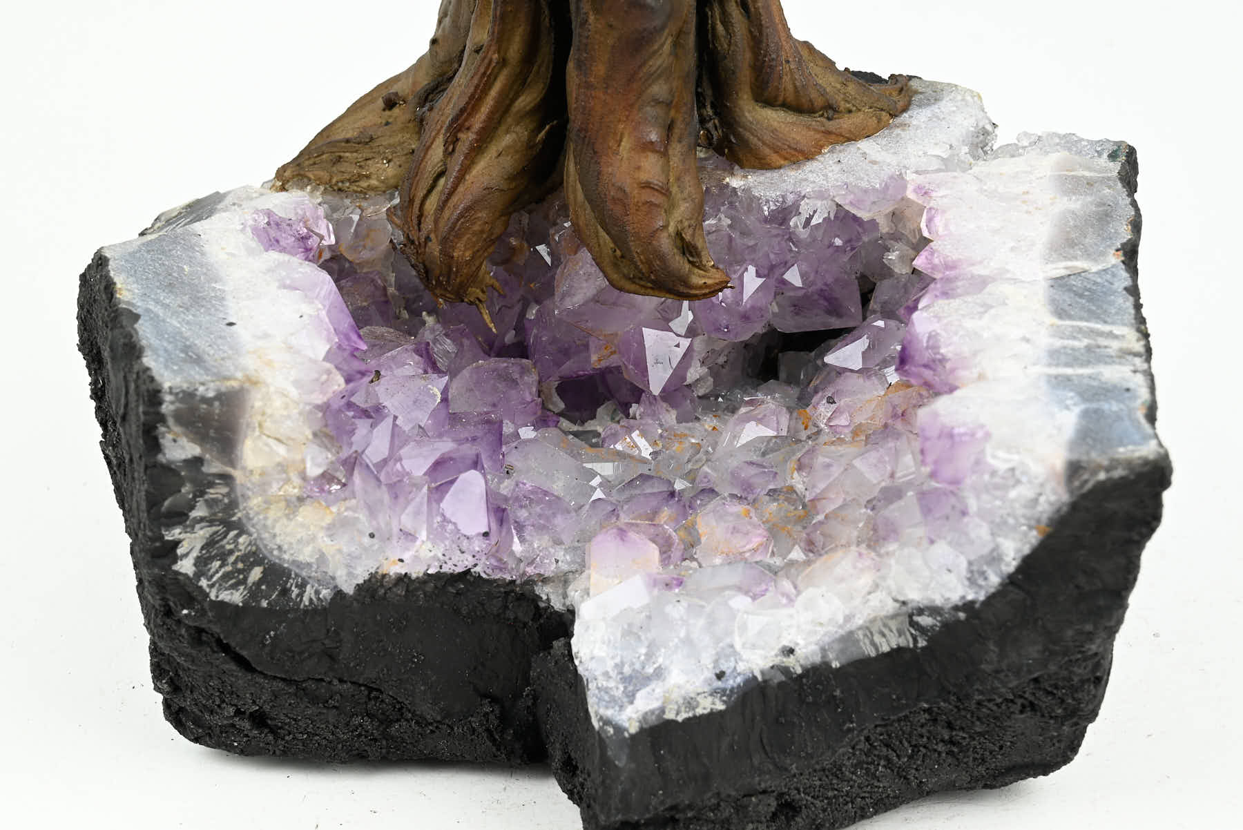 Handmade 38cm Tall Gemstone Tree with Amethyst base and 180 Clear Quartz gems - #TRCLEA-36001