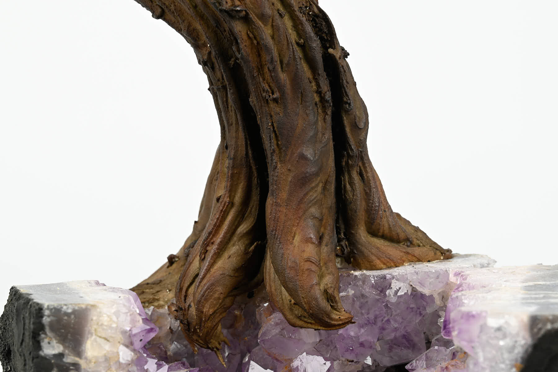 Handmade 38cm Tall Gemstone Tree with Amethyst base and 180 Clear Quartz gems - #TRCLEA-36001