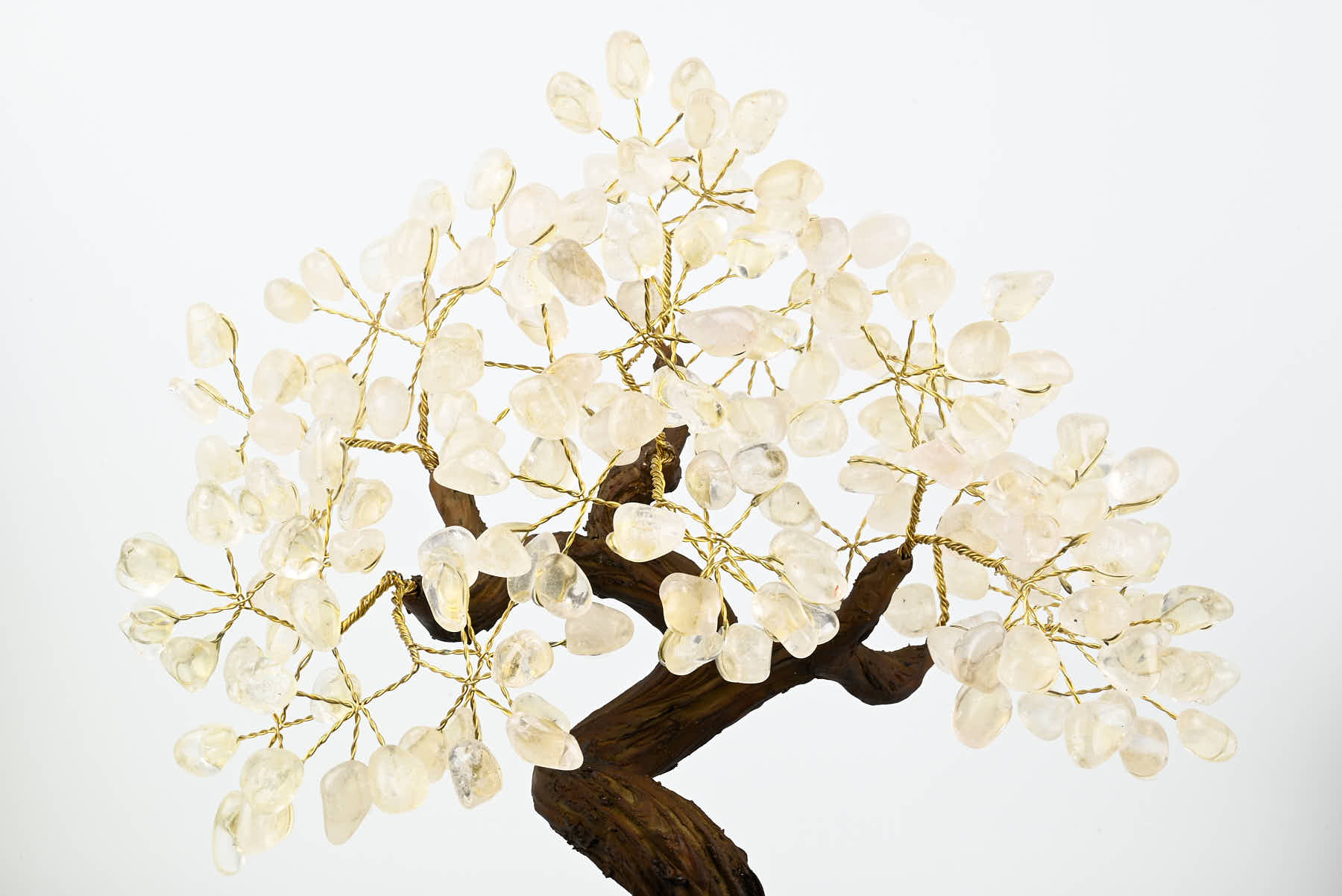 Handmade 38cm Tall Gemstone Tree with Amethyst base and 180 Clear Quartz gems - #TRCLEA-36001