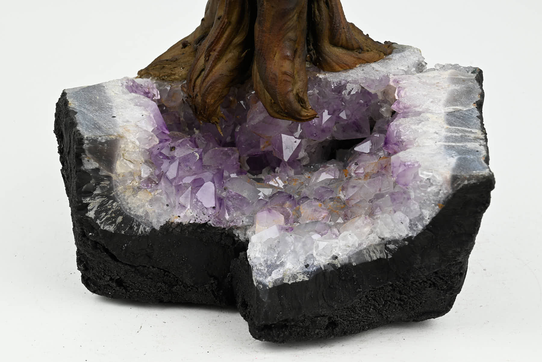 Handmade 38cm Tall Gemstone Tree with Amethyst base and 180 Clear Quartz gems - #TRCLEA-36001