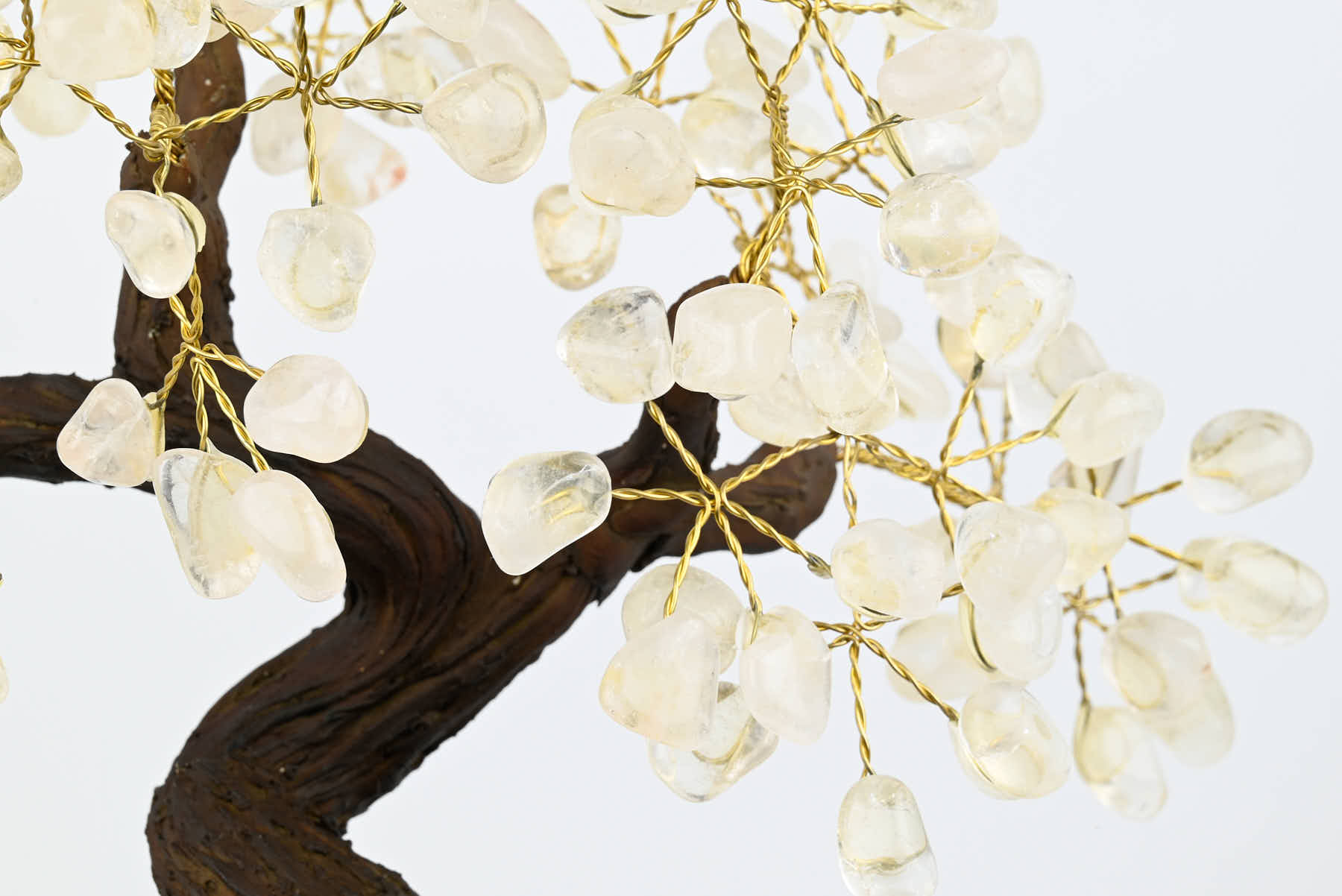 Handmade 39cm Tall Gemstone Tree with Amethyst base and 180 Clear Quartz gems - #TRCLEA-36004
