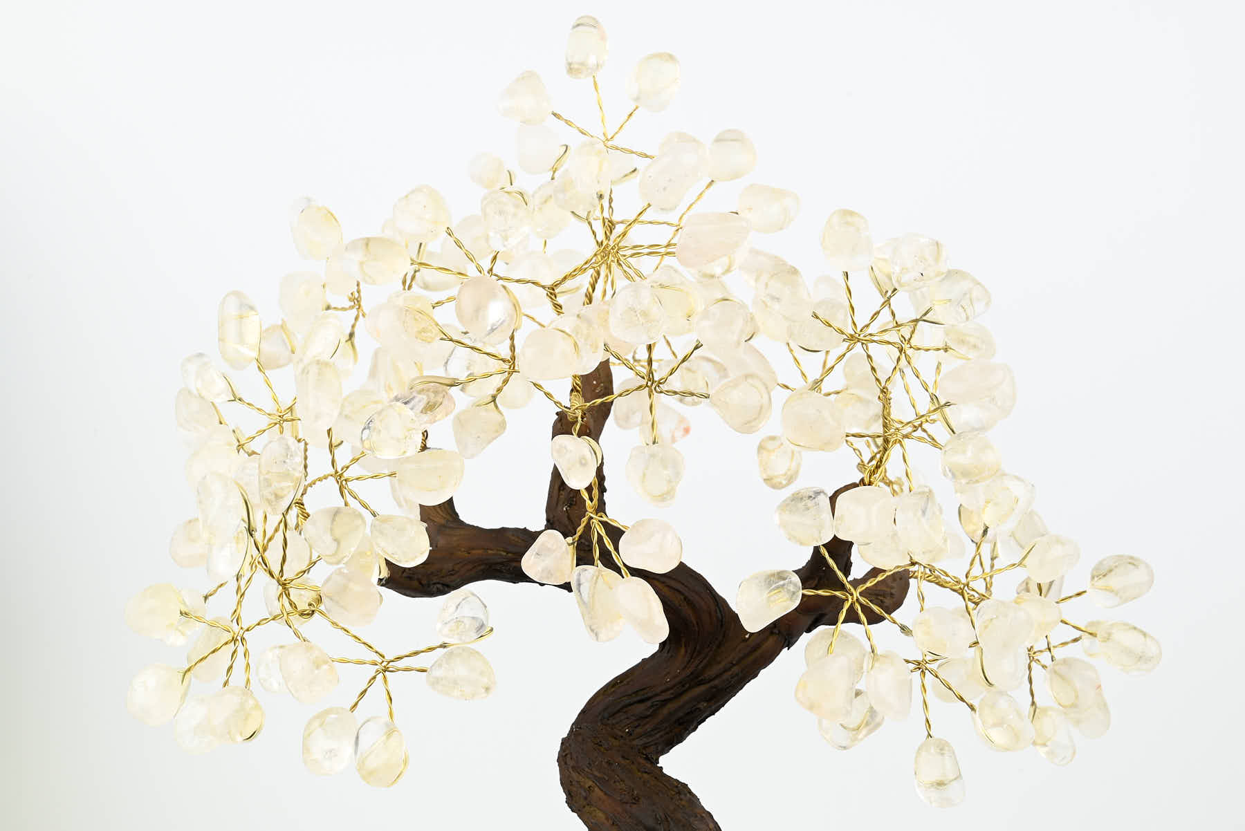 Handmade 39cm Tall Gemstone Tree with Amethyst base and 180 Clear Quartz gems - #TRCLEA-36004