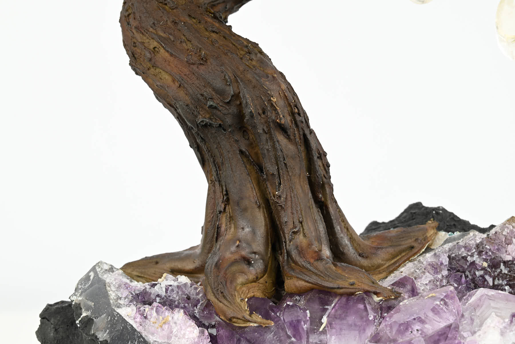 Handmade 39cm Tall Gemstone Tree with Amethyst base and 180 Clear Quartz gems - #TRCLEA-36004