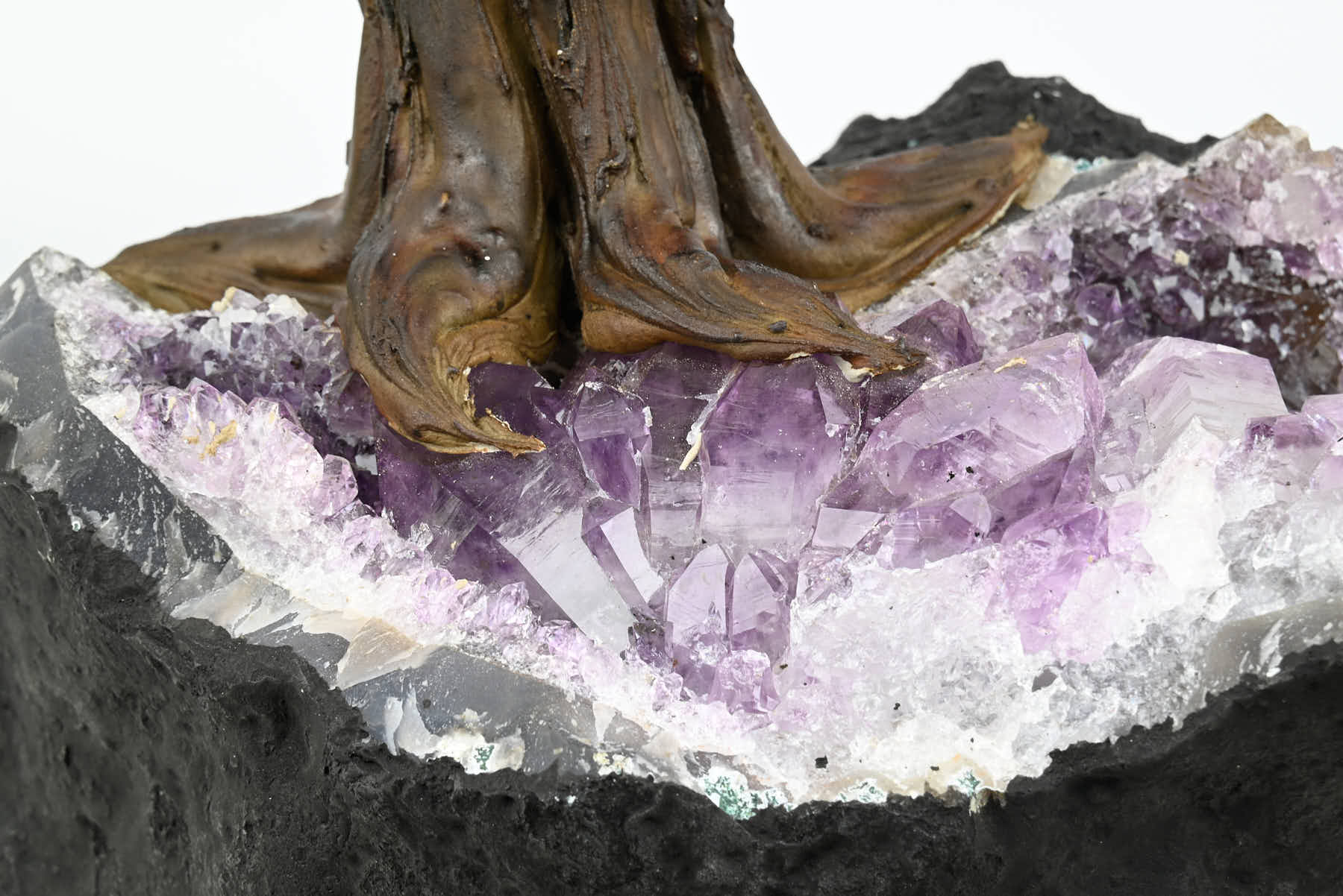 Handmade 39cm Tall Gemstone Tree with Amethyst base and 180 Clear Quartz gems - #TRCLEA-36004