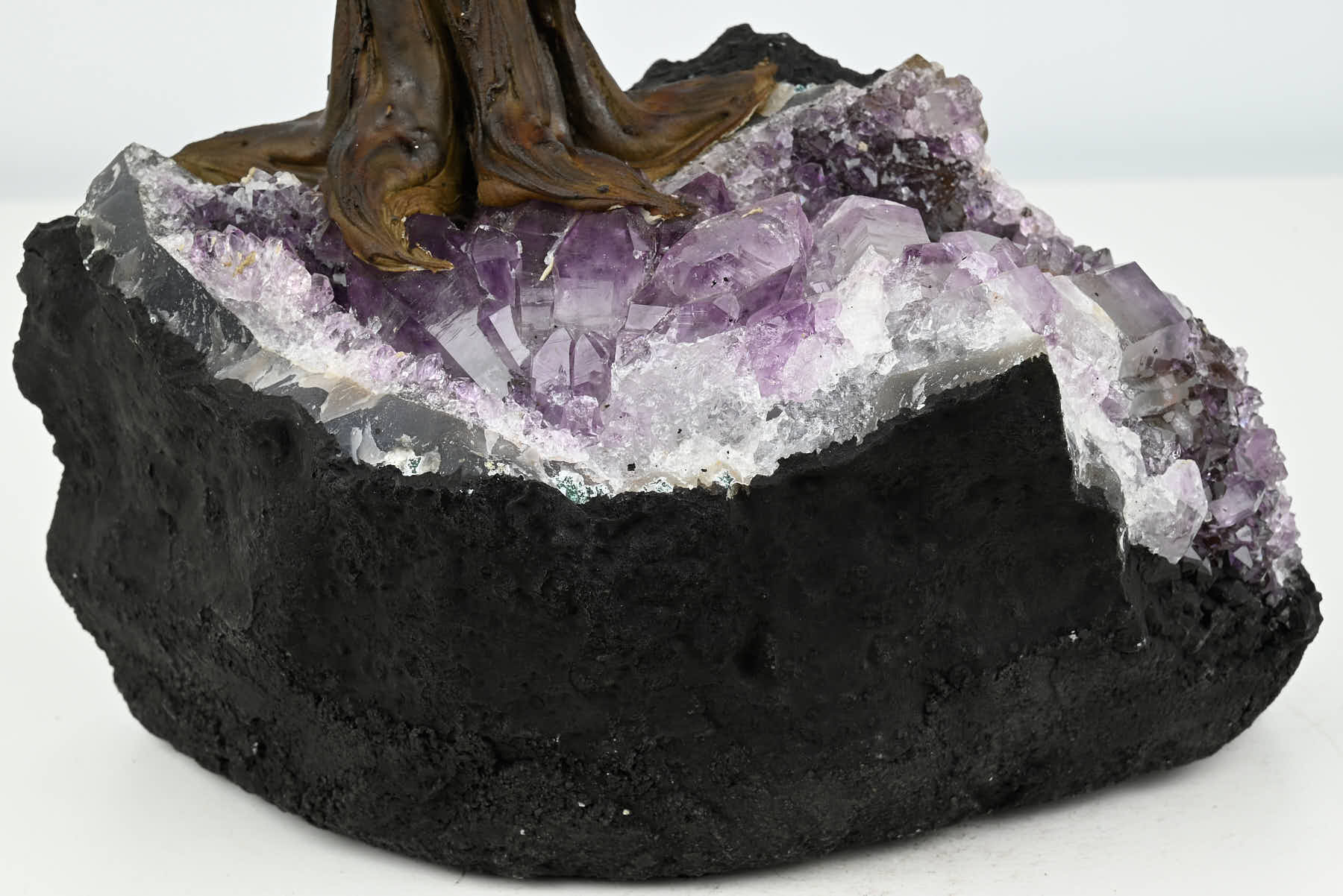 Handmade 39cm Tall Gemstone Tree with Amethyst base and 180 Clear Quartz gems - #TRCLEA-36004