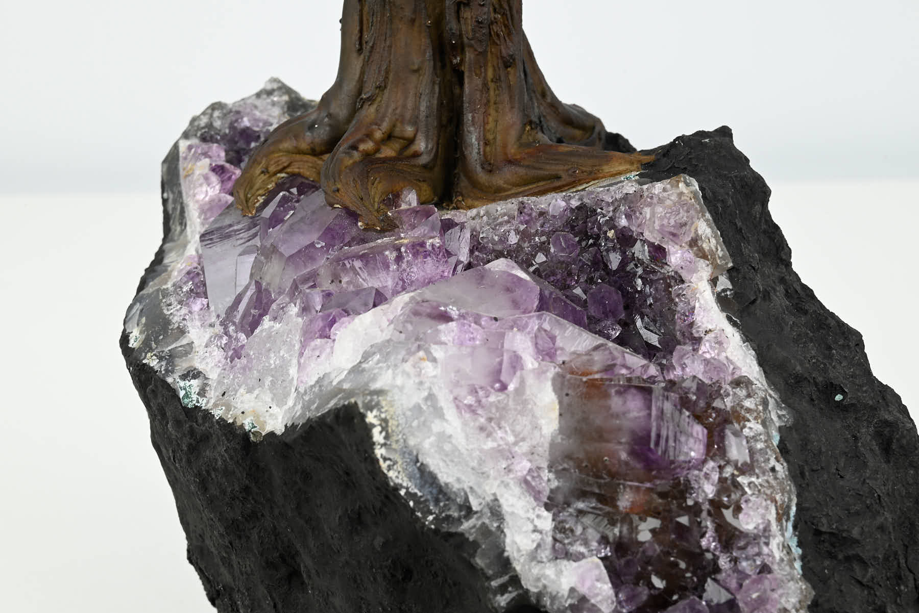 Handmade 39cm Tall Gemstone Tree with Amethyst base and 180 Clear Quartz gems - #TRCLEA-36004