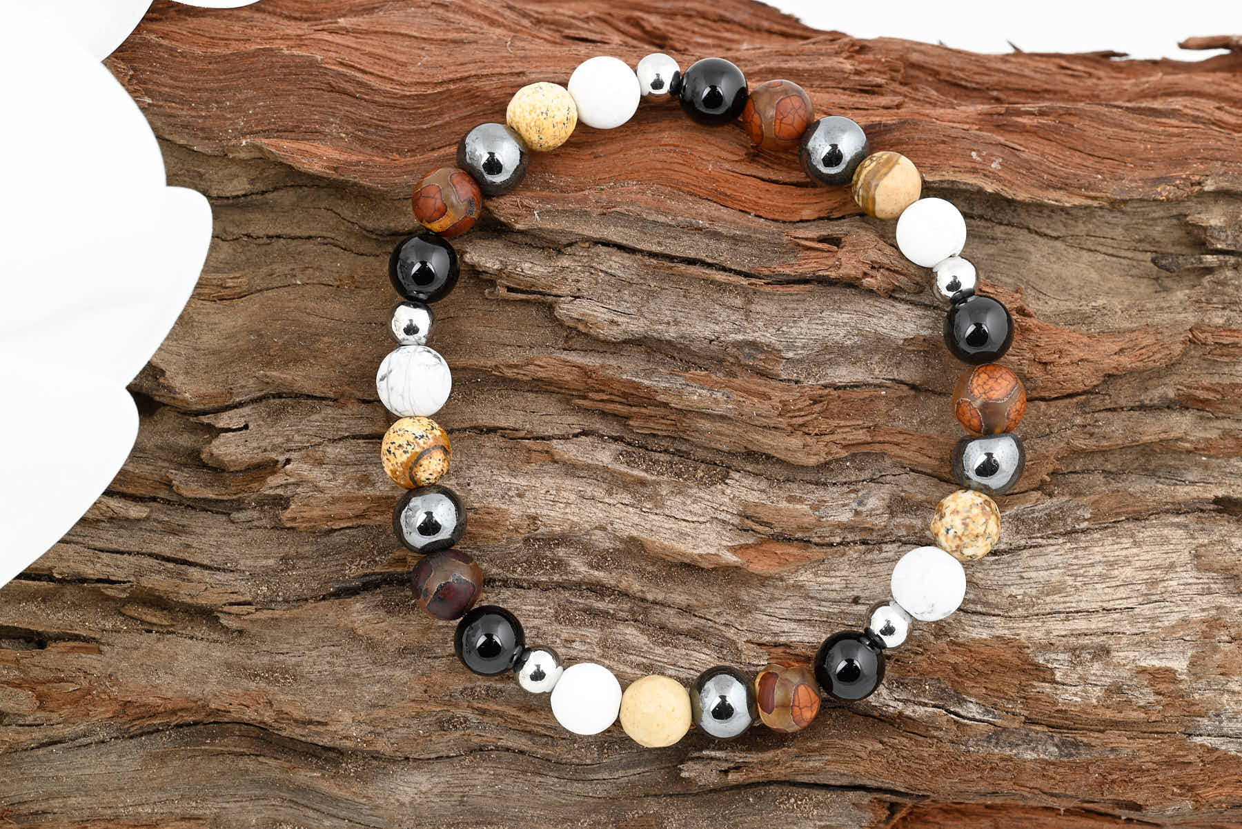 Gemstone Beaded Stretch Bracelet  - JWL-50042