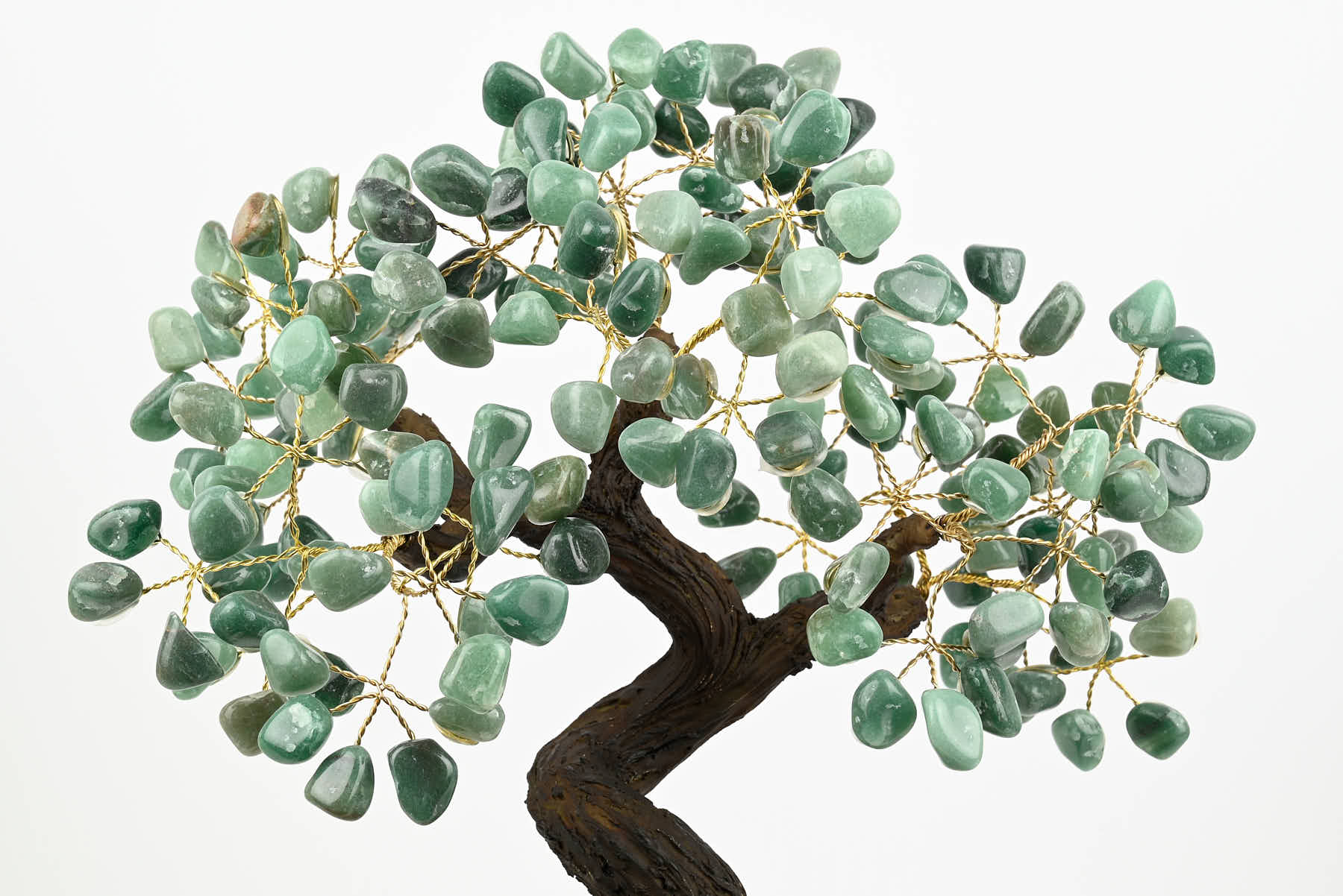 Handmade 36cm Tall Gemstone Tree with Amethyst base and 180 Green Quartz gems - #TRGREE-36003