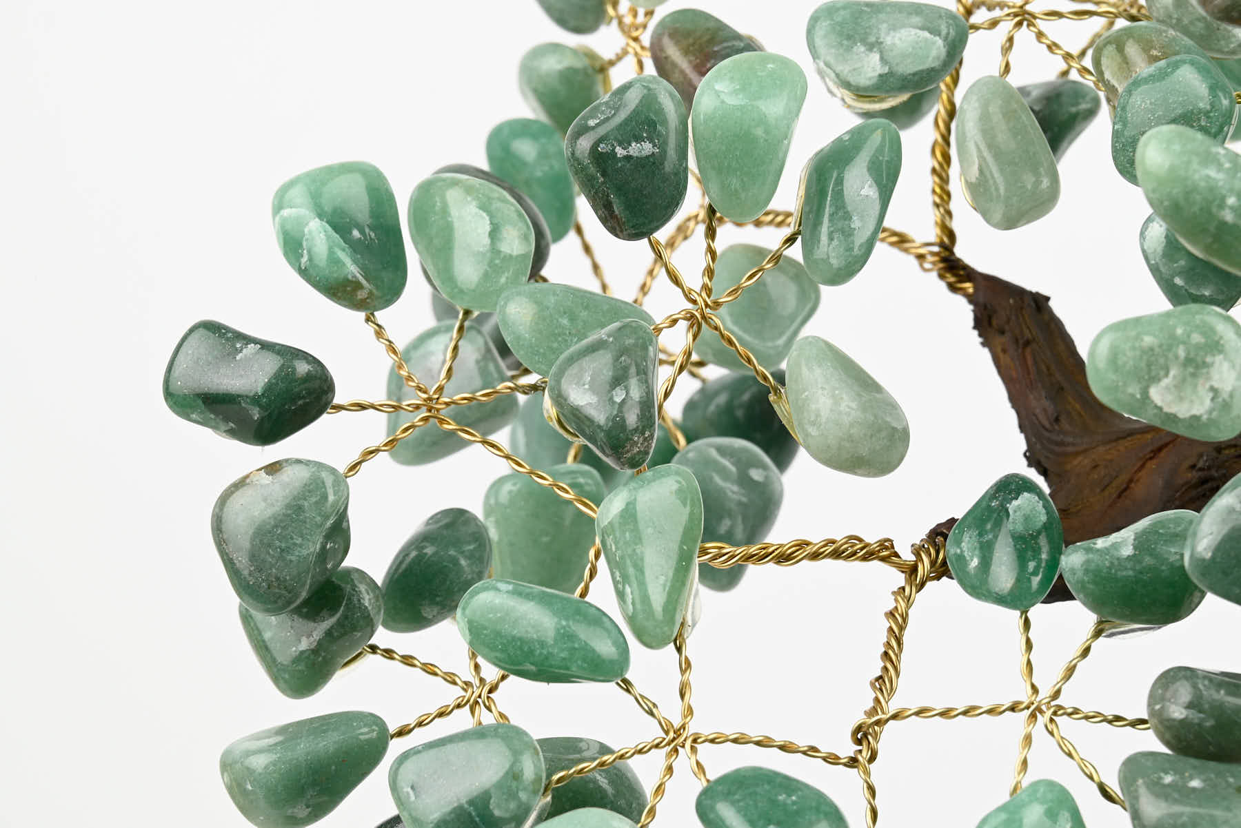 Handmade 37cm Tall Gemstone Tree with Amethyst base and 180 Green Quartz gems - #TRGREE-36002