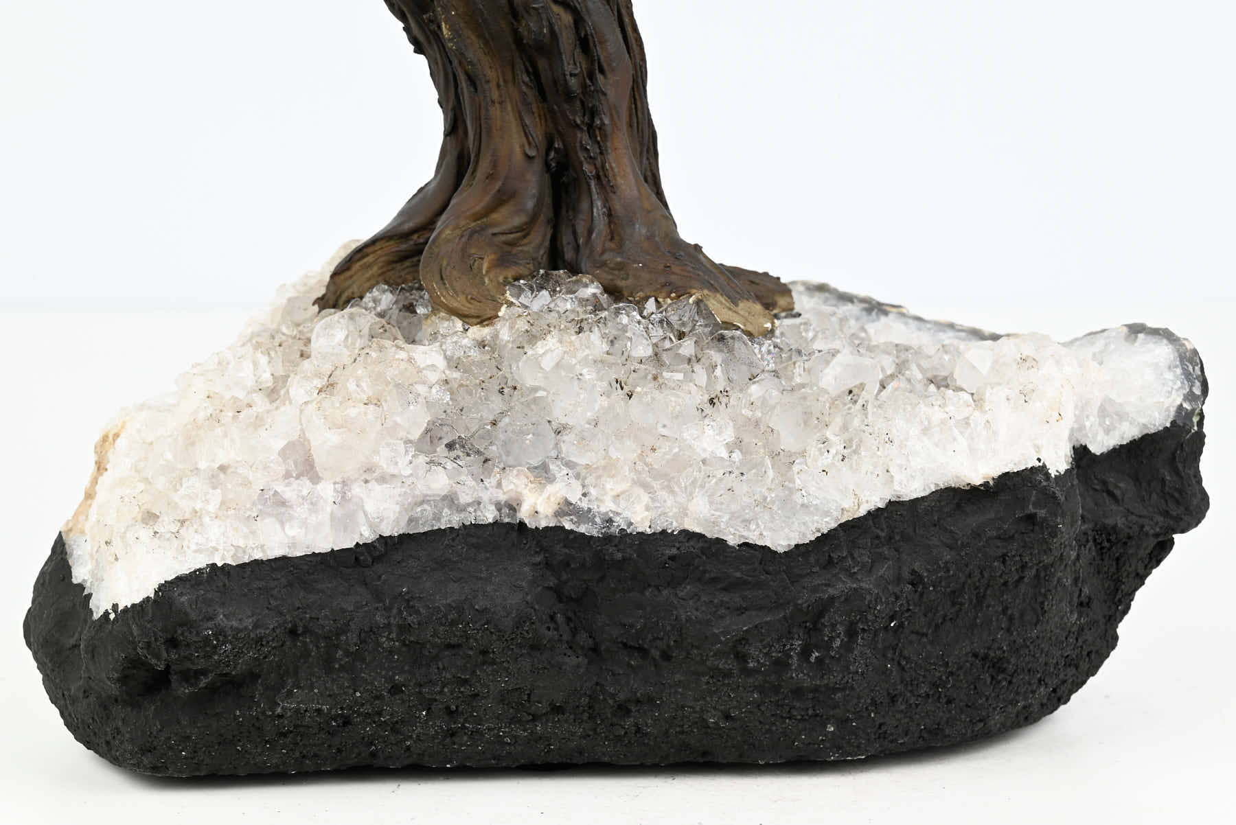 Handmade 36cm Tall Gemstone Tree with Amethyst base and 180 Green Quartz gems - #TRGREE-36003