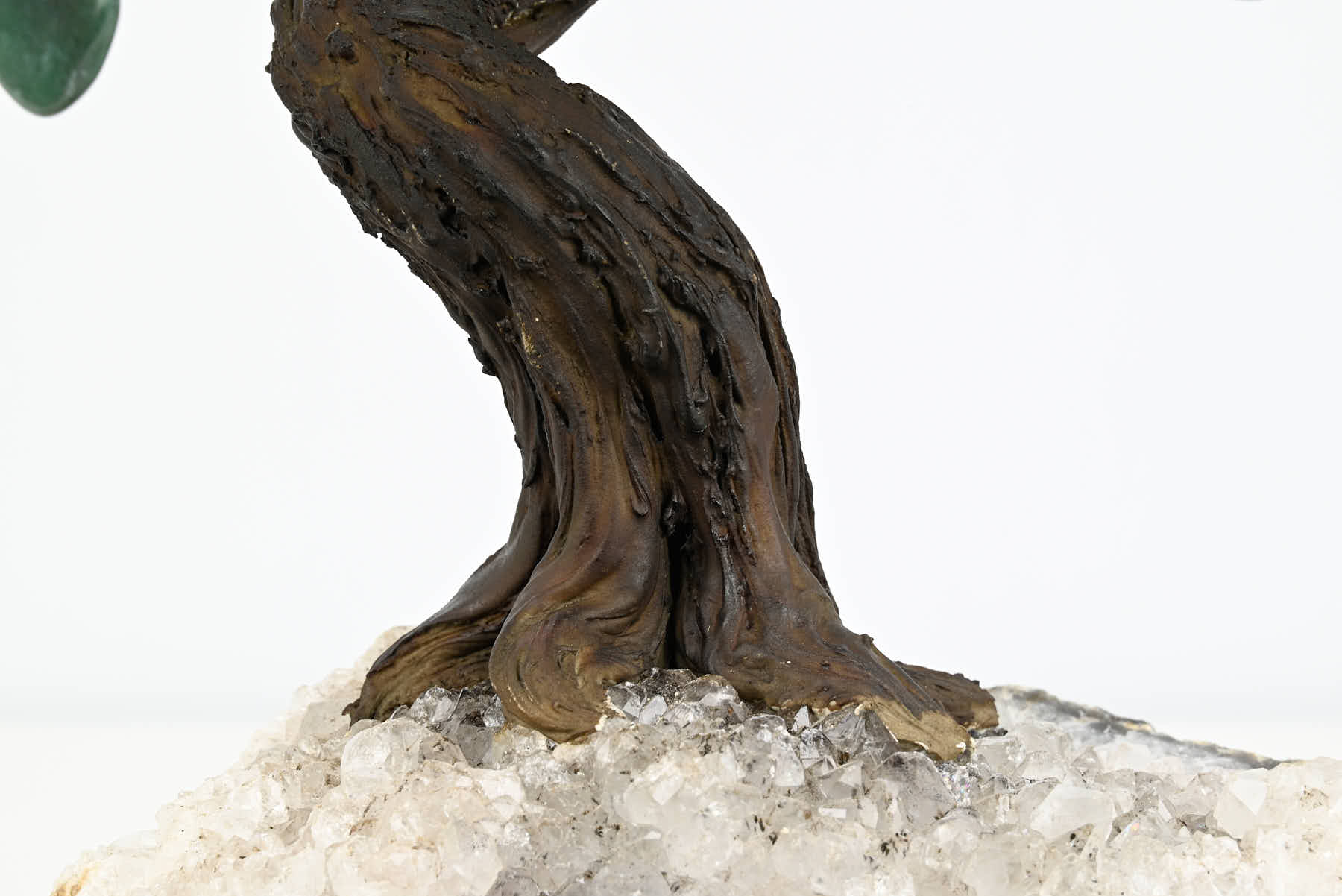 Handmade 36cm Tall Gemstone Tree with Amethyst base and 180 Green Quartz gems - #TRGREE-36003