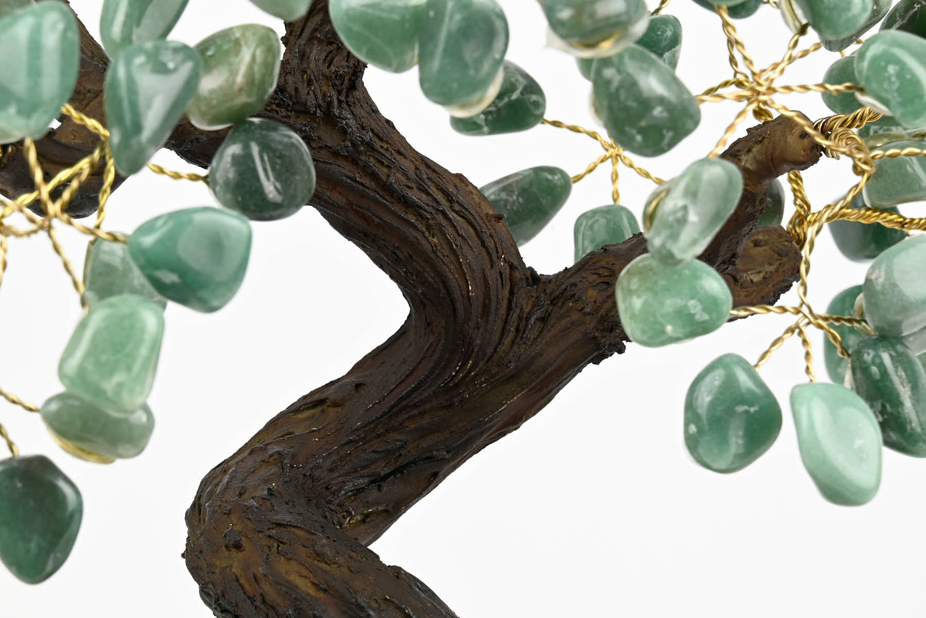 Handmade 36cm Tall Gemstone Tree with Amethyst base and 180 Green Quartz gems - #TRGREE-36003