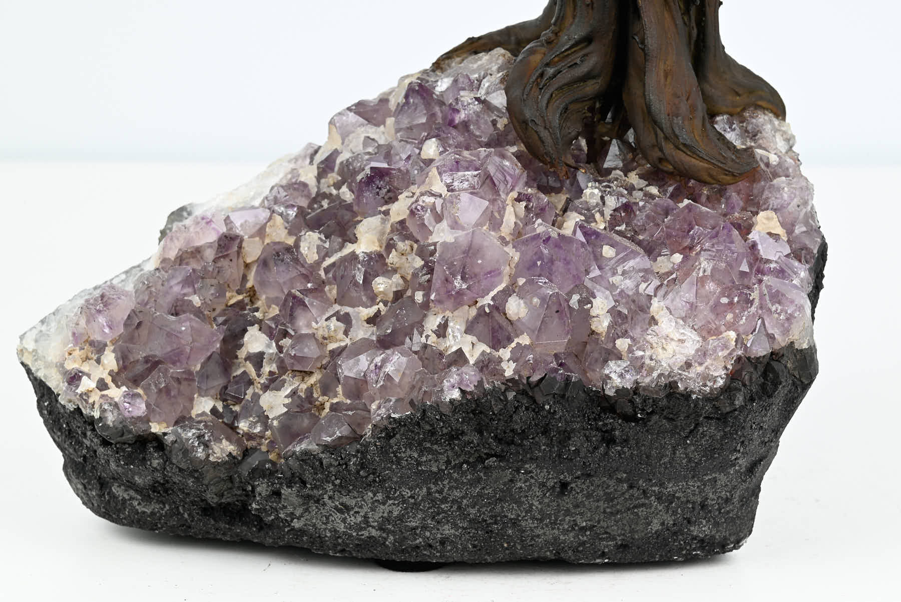 Handmade 37cm Tall Gemstone Tree with Amethyst base and 180 Green Quartz gems - #TRGREE-36002