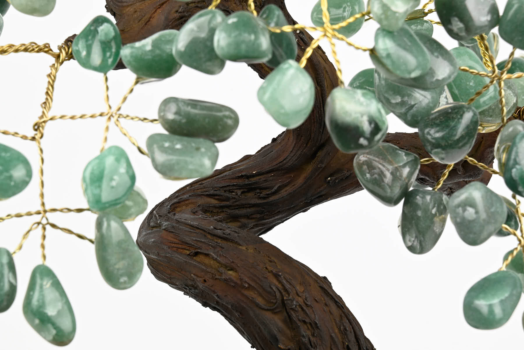 Handmade 37cm Tall Gemstone Tree with Amethyst base and 180 Green Quartz gems - #TRGREE-36002