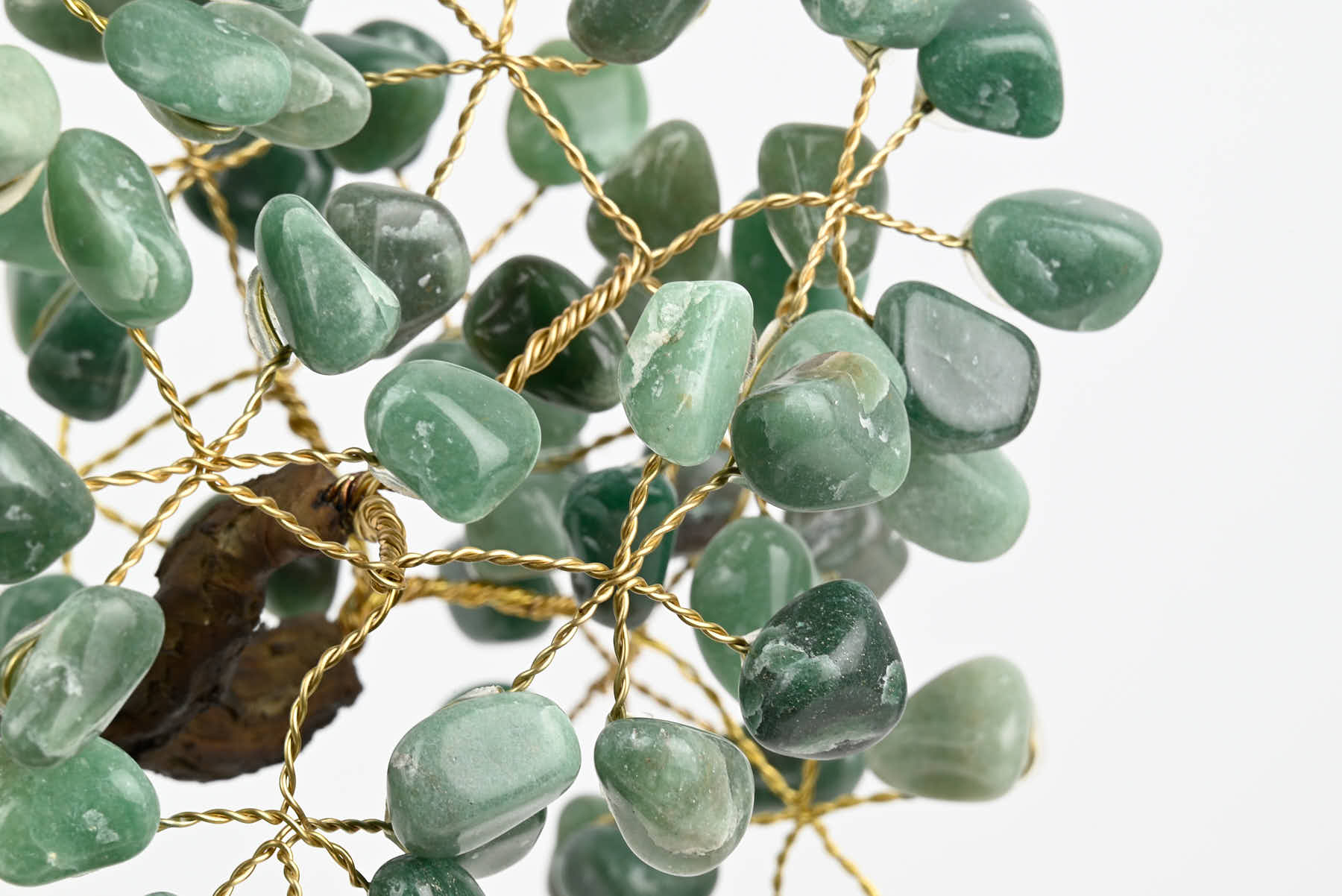 Handmade 36cm Tall Gemstone Tree with Amethyst base and 180 Green Quartz gems - #TRGREE-36003