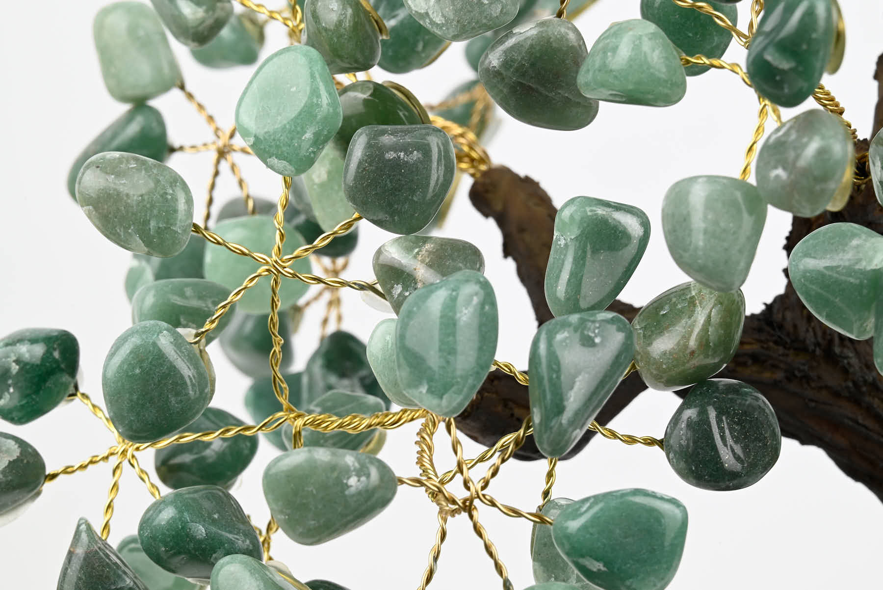 Handmade 36cm Tall Gemstone Tree with Amethyst base and 180 Green Quartz gems - #TRGREE-36003