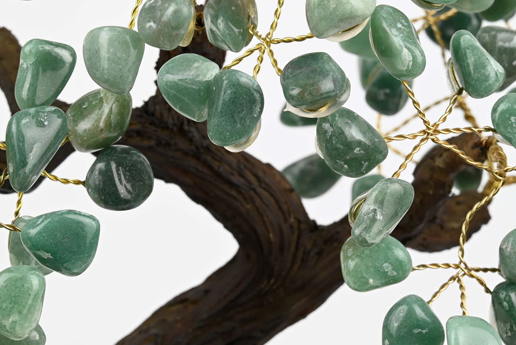 Handmade 36cm Tall Gemstone Tree with Amethyst base and 180 Green Quartz gems - #TRGREE-36003