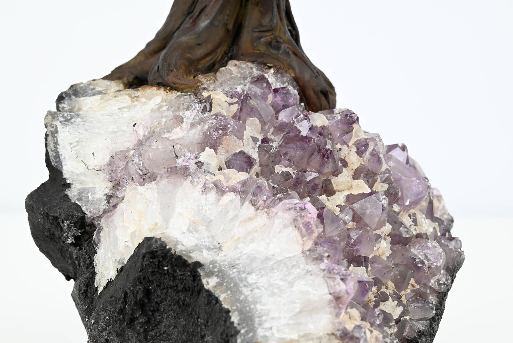 Handmade 37cm Tall Gemstone Tree with Amethyst base and 180 Green Quartz gems - #TRGREE-36002