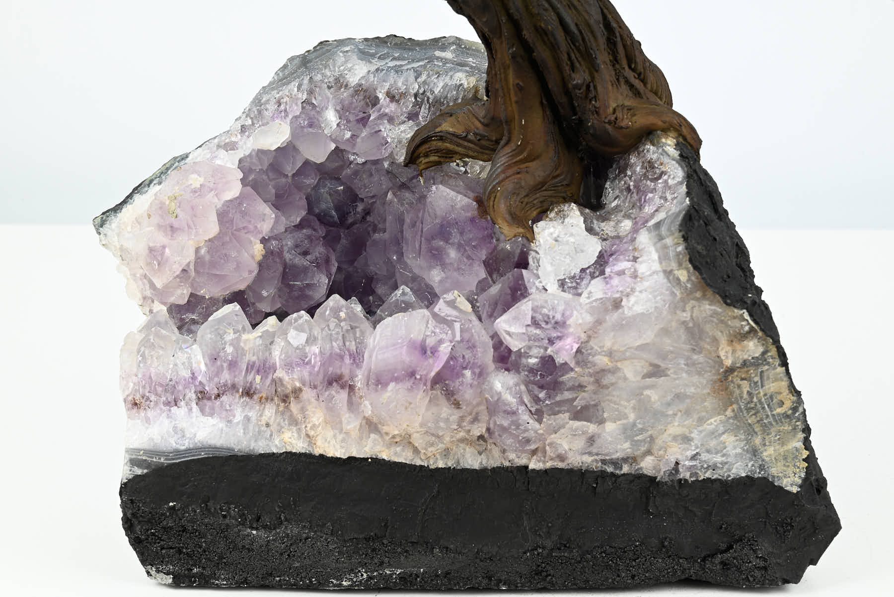 Handmade 40cm Tall Gemstone Tree with Amethyst base and 180 Green Quartz gems - #TRGREE-36001
