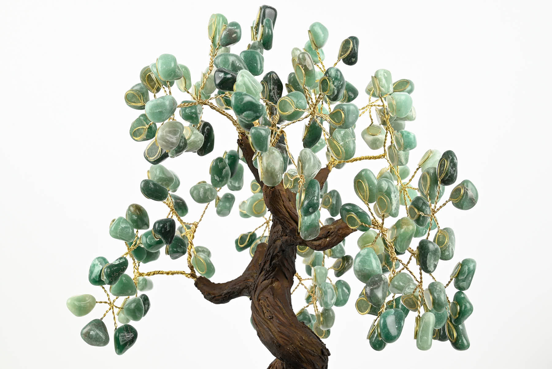 Handmade 40cm Tall Gemstone Tree with Amethyst base and 180 Green Quartz gems - #TRGREE-36001