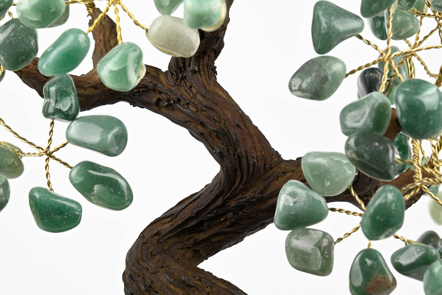 Handmade 40cm Tall Gemstone Tree with Amethyst base and 180 Green Quartz gems - #TRGREE-36001