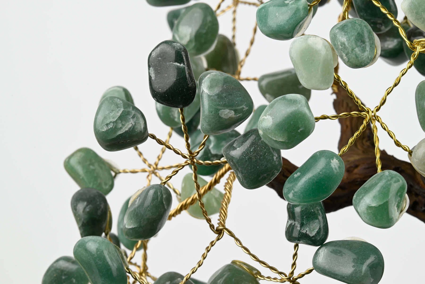 Handmade 40cm Tall Gemstone Tree with Amethyst base and 180 Green Quartz gems - #TRGREE-36001