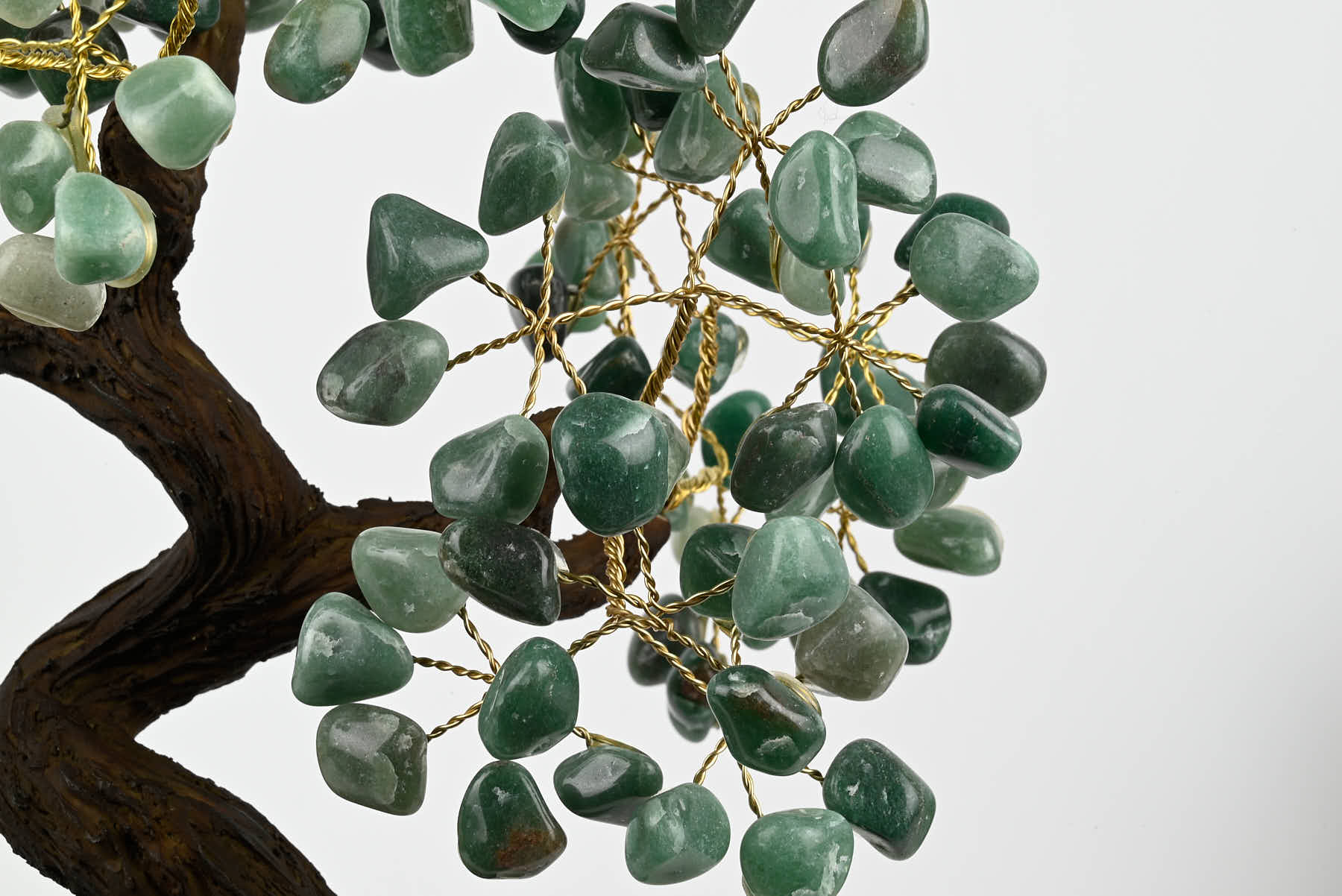 Handmade 40cm Tall Gemstone Tree with Amethyst base and 180 Green Quartz gems - #TRGREE-36001