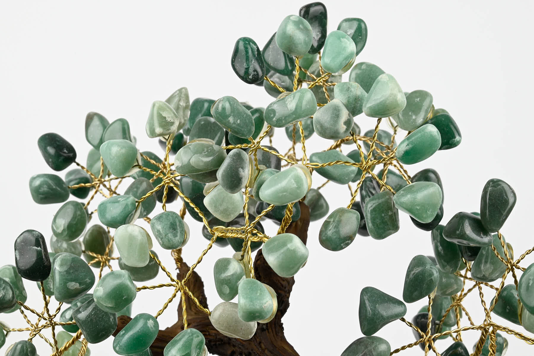 Handmade 40cm Tall Gemstone Tree with Amethyst base and 180 Green Quartz gems - #TRGREE-36001