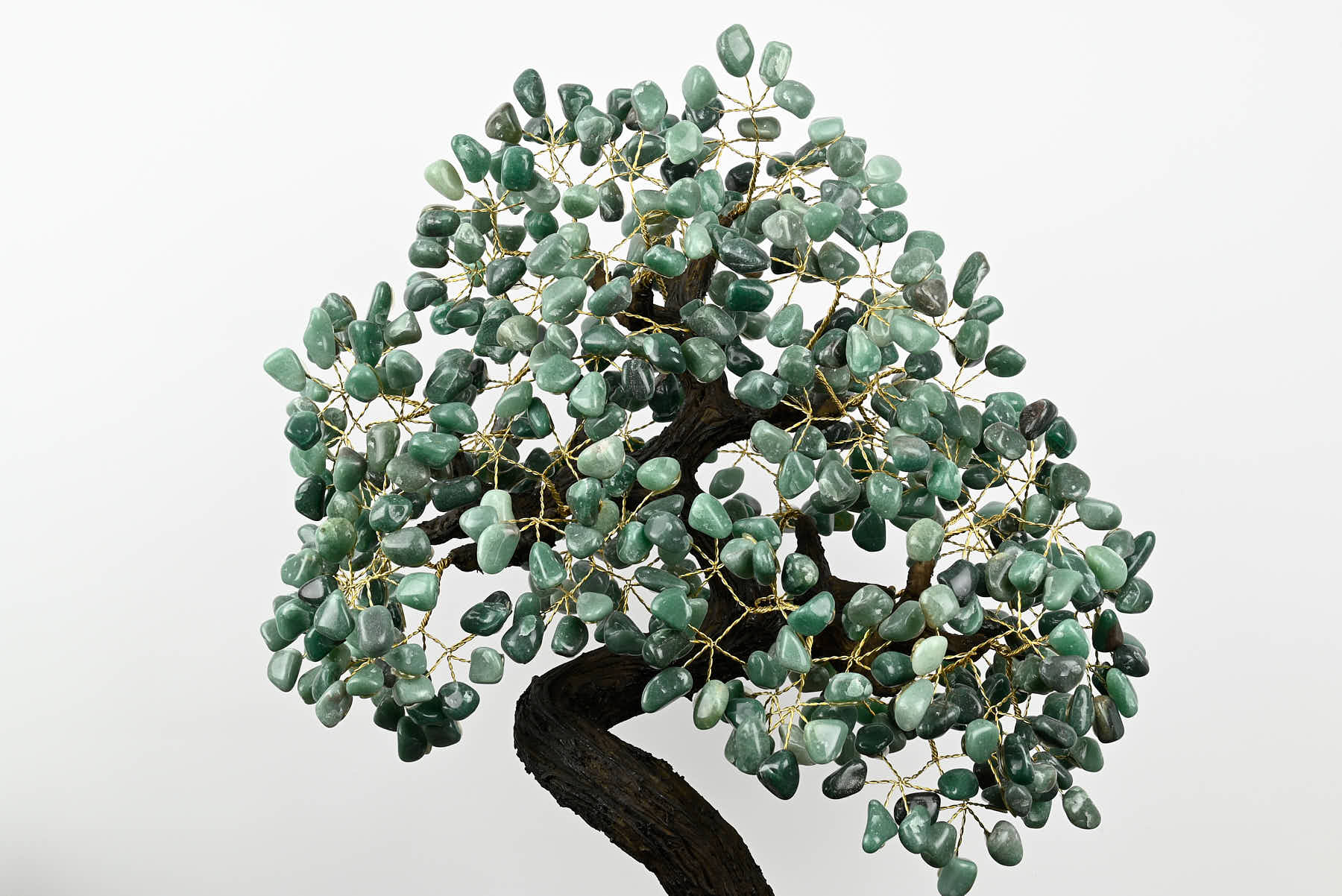 Handmade 57cm Tall Gemstone Tree with Amethyst base and 540 Green Quartz gems - #TRGREE-56002