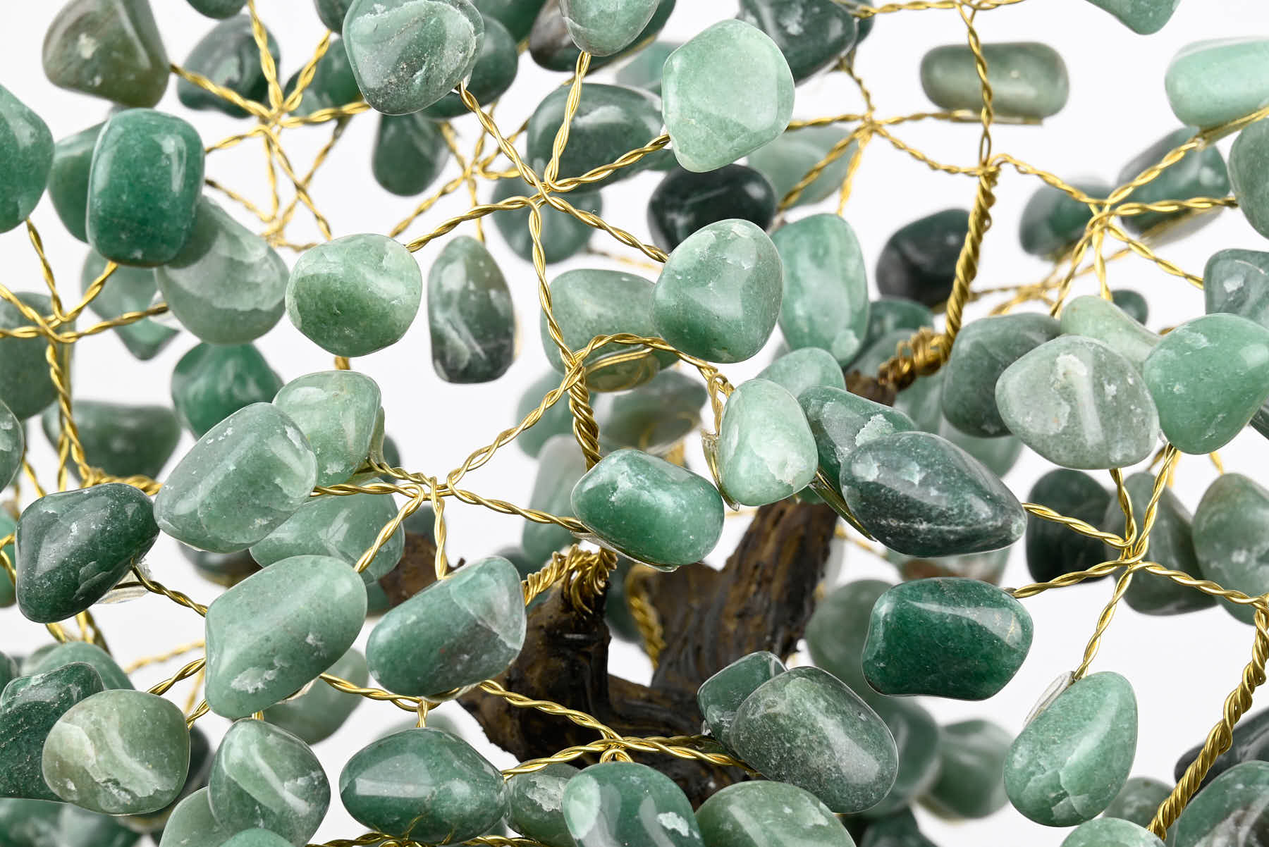 Handmade 57cm Tall Gemstone Tree with Amethyst base and 540 Green Quartz gems - #TRGREE-56002