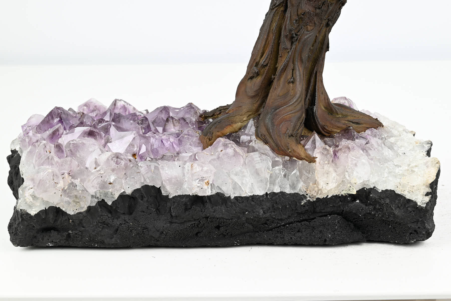 Handmade 38cm Tall Gemstone Tree with Amethyst base and 180 Green Quartz gems - #TRGREE-36004