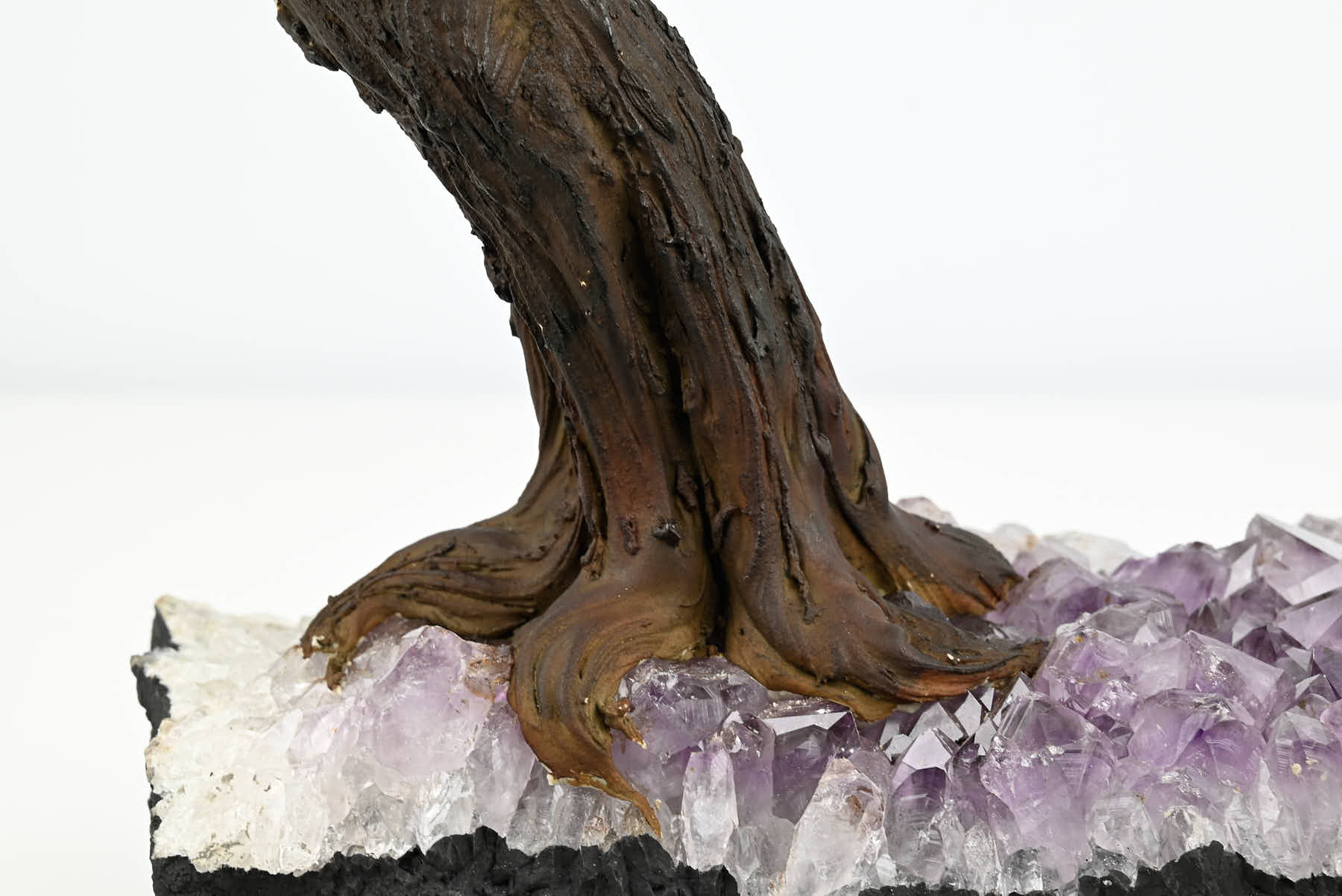 Handmade 38cm Tall Gemstone Tree with Amethyst base and 180 Green Quartz gems - #TRGREE-36004
