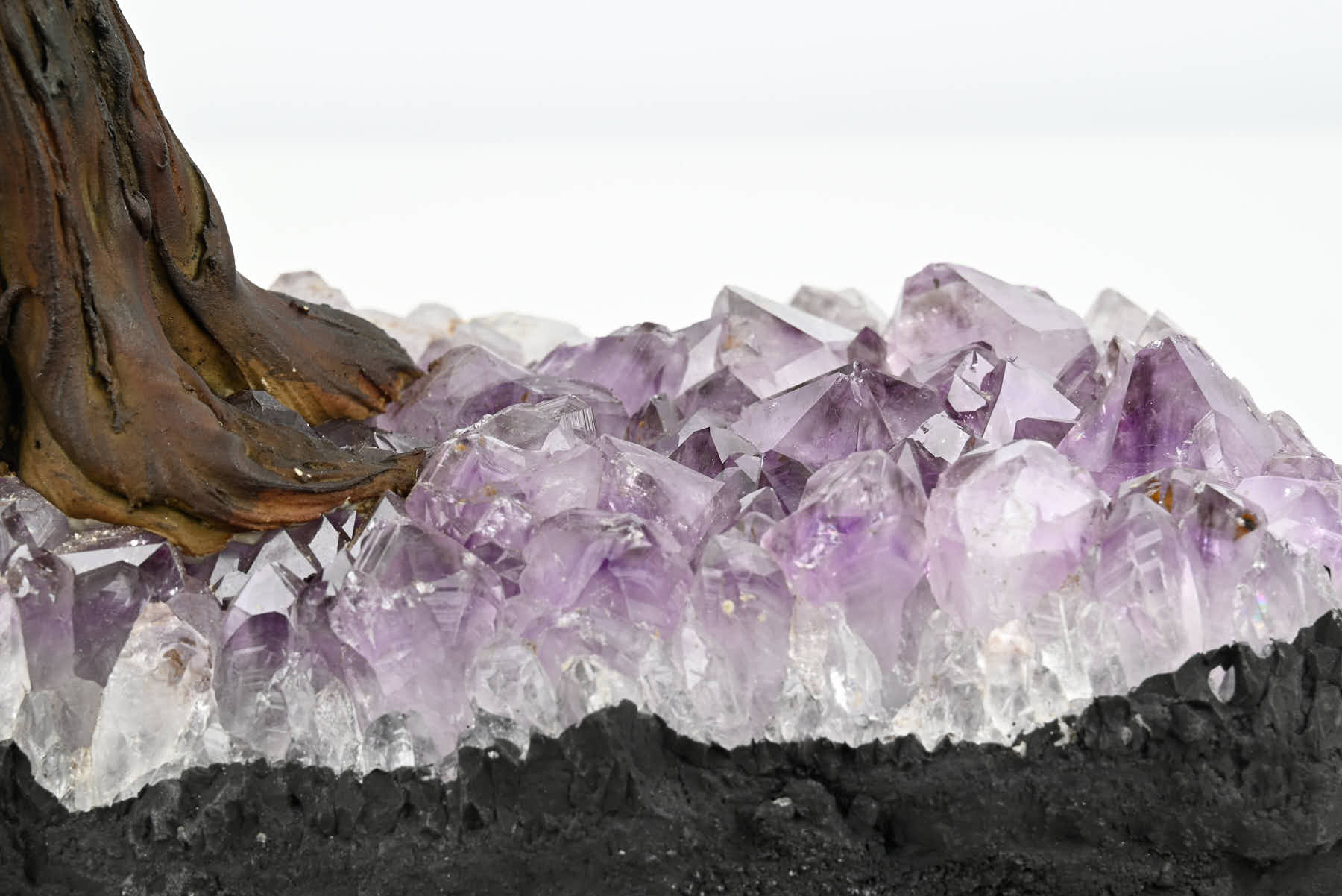 Handmade 38cm Tall Gemstone Tree with Amethyst base and 180 Green Quartz gems - #TRGREE-36004