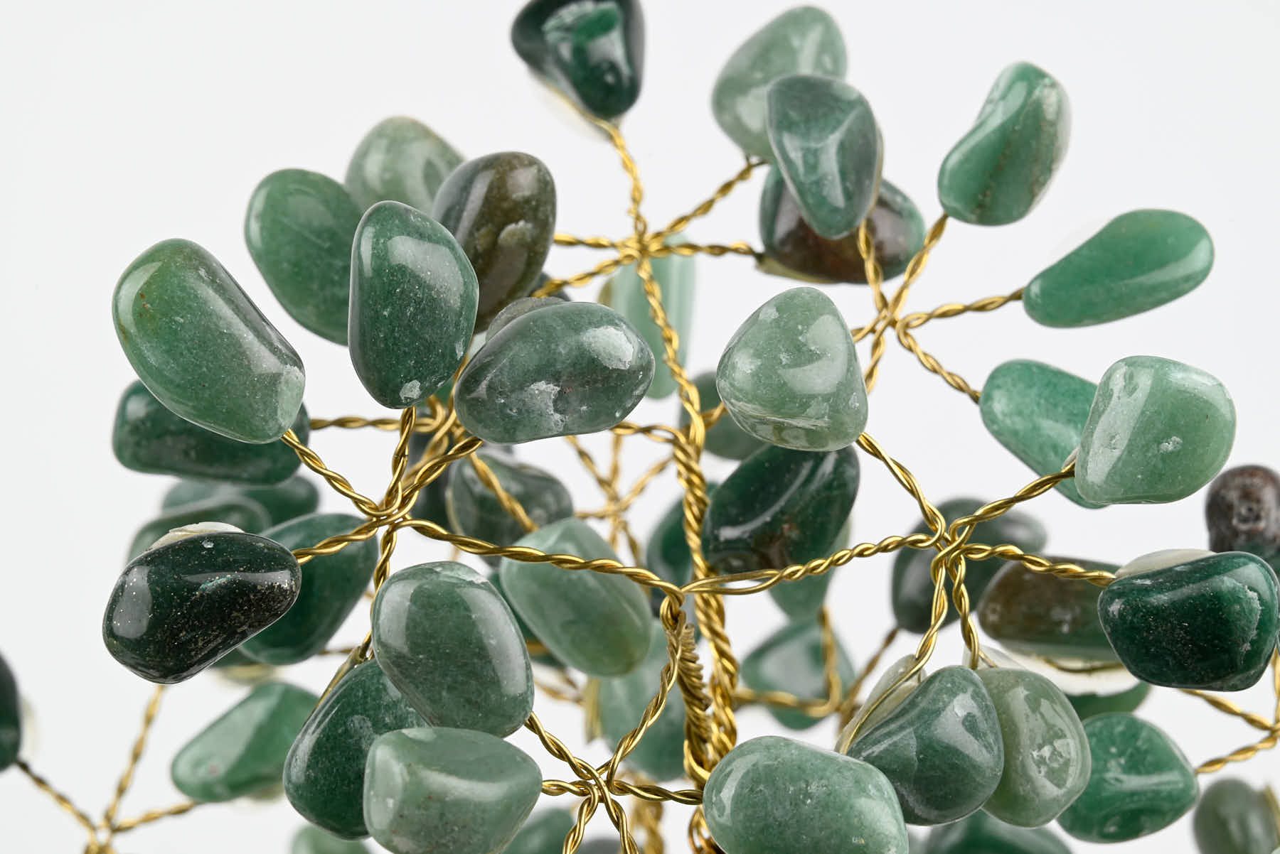 Handmade 38cm Tall Gemstone Tree with Amethyst base and 180 Green Quartz gems - #TRGREE-36004