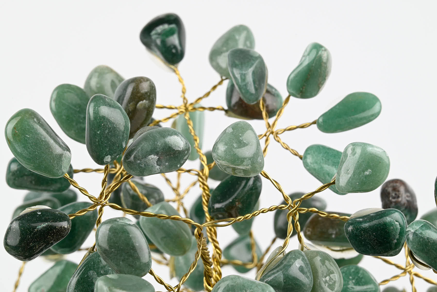 Handmade 38cm Tall Gemstone Tree with Amethyst base and 180 Green Quartz gems - #TRGREE-36004