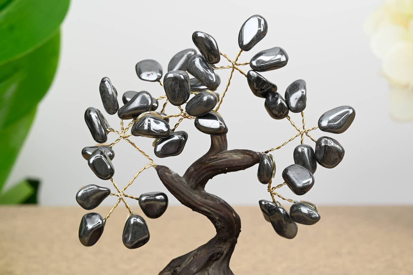 Handmade 13cm Tall Gemstone Tree with Amethyst base and 35 gems