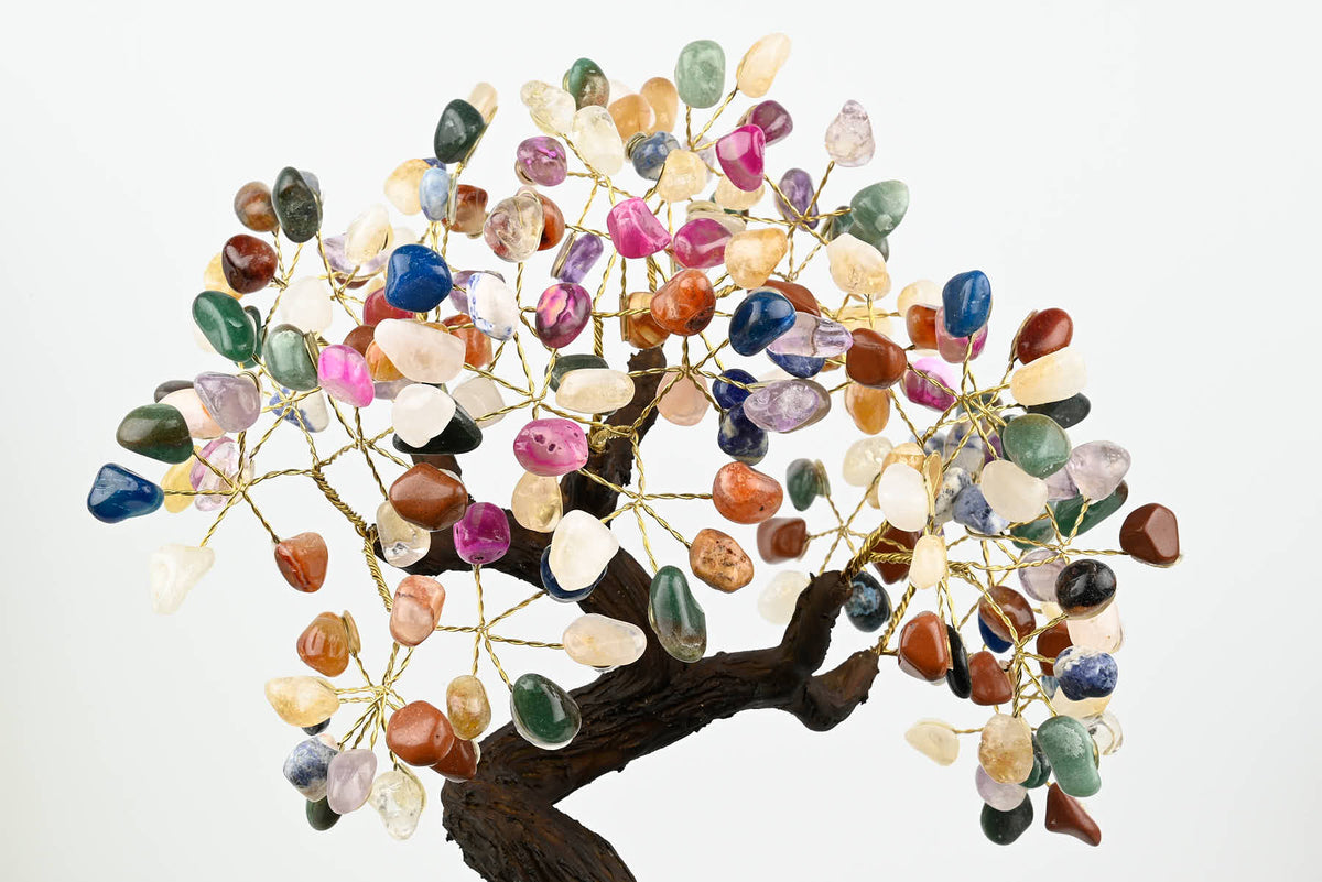 Handmade 36cm Tall Gemstone Tree with Amethyst base and 180 Mixed gems ...