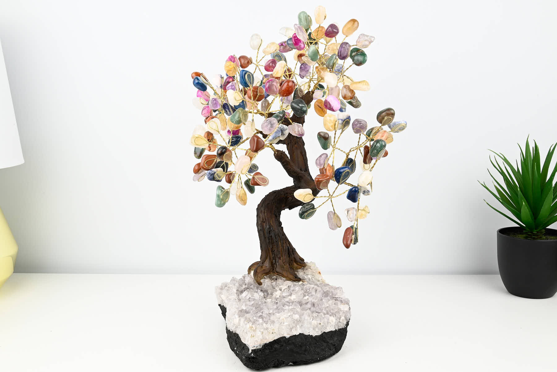 Handmade 36cm Tall Gemstone Tree with Amethyst base and 180 Mixed gems - #TRMIXE-36005
