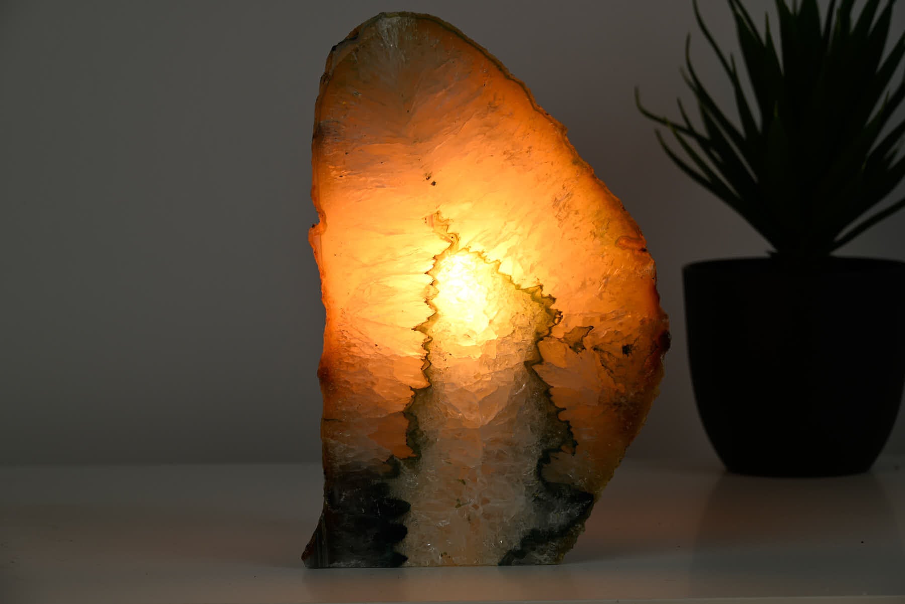 Natural Agate Night Lamp - 20cm tall - #LANATU-38052