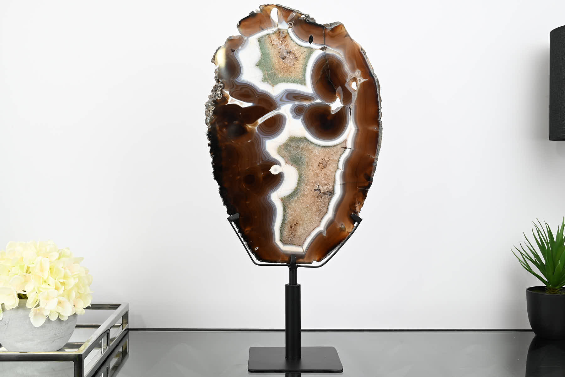Natural Agate Slice on Rotating Metal Stand - 3.31kg and 58cm Tall - #AGSLIC-32010